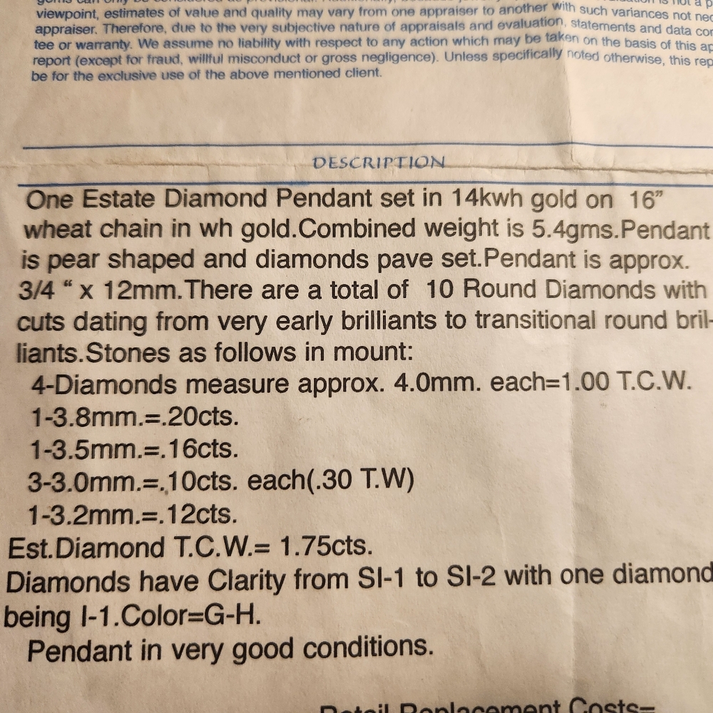 Estate Diamond Teardrop Pendant - Picture 5 of 5